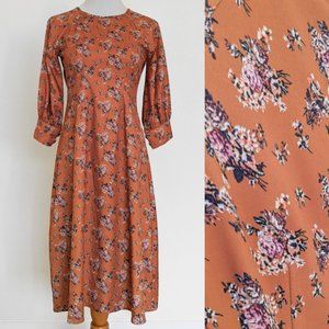 Magonn Vintage Inspired Floral Midi Dress